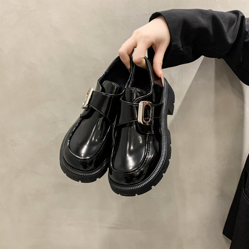 أحذية لوفرز بكعب سميك وفتحة ضحلة تناسب جميع الأزياء موضة 2024 أسلوب كوري أحذية طلابية سهلة الارتداء - Image 4